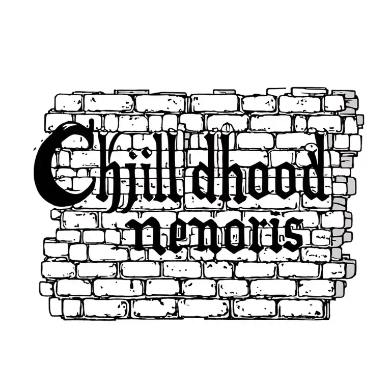Font Tattoo Saying Childhood Memories In A Brick Like Font