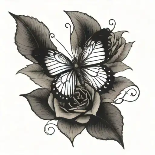 Masculine Butterfly With Rose Wings