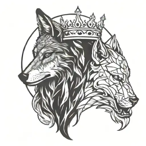 Wolf With Crown And A Spartan Underneath It