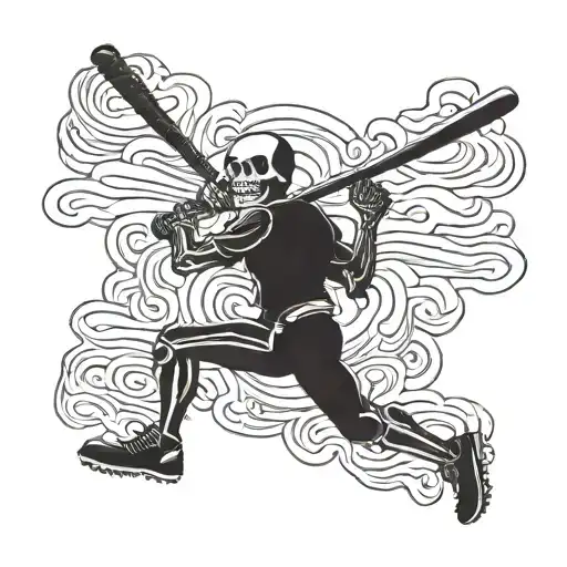 Skeleton Swinging Baseball Bat