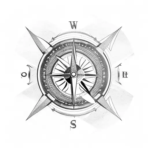 Falcon Behind A Compass