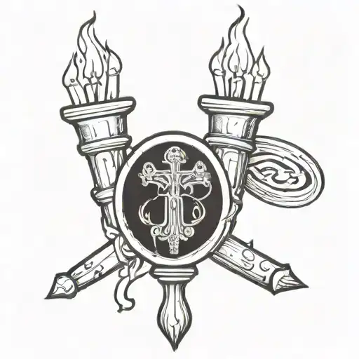 Black Work Gothic Style Saint Blaise Crossed Candles