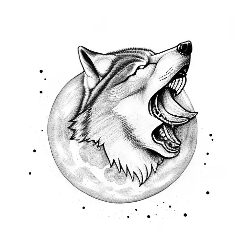 Simple Wolf Howling At Moon