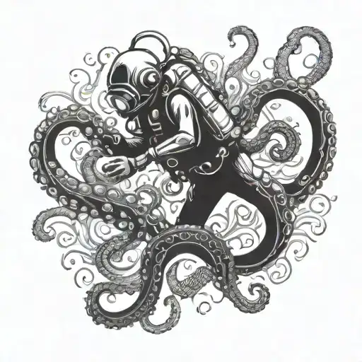 Diver And Octopus