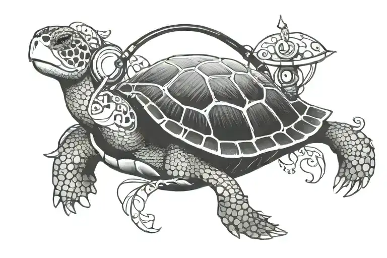 Turtle Wearing Headphones