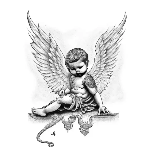 Demonic Cherub With Wings Flying