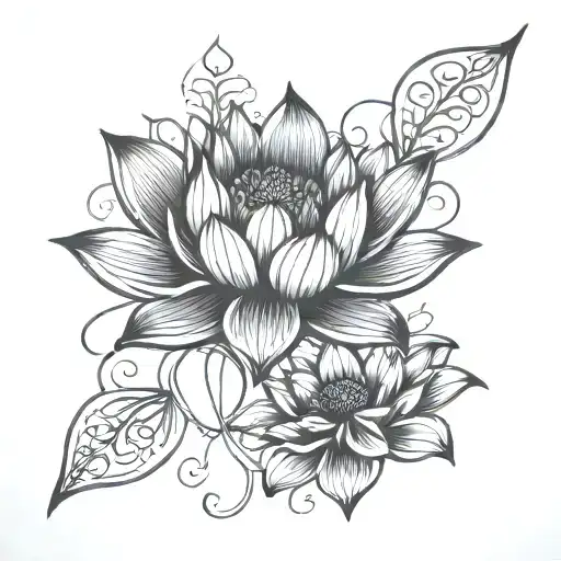 Lotus Flower Intertwined With Hebrew Script
