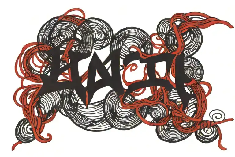 A Pattern Of Red Strings Resembling The Akai Ito Legend With The Quote 'Lo Intentamos'