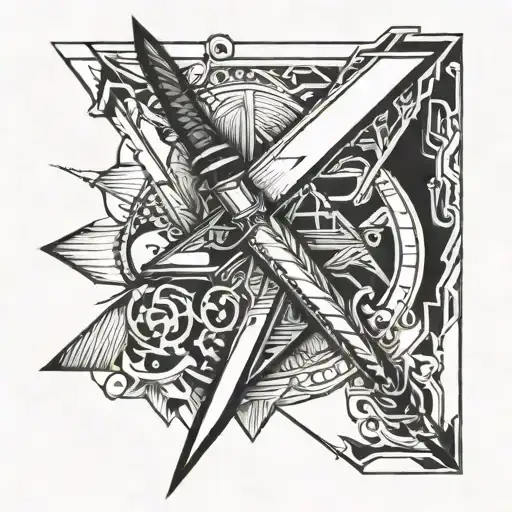 Half Sleeve Tattoo Featuring An Arrow In The Middle