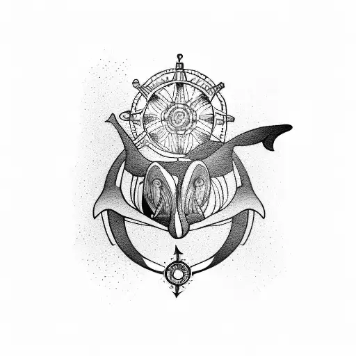 Nautical Map With Orca Whales