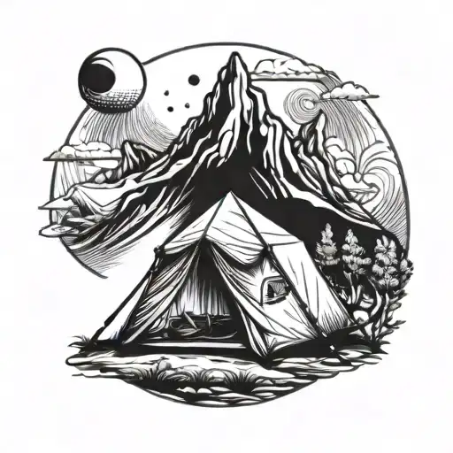 Tent With Mountain And Animal