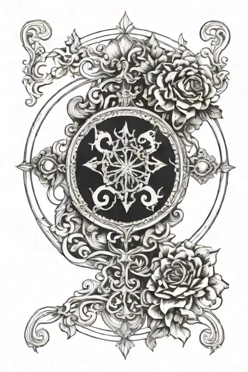 Old Engraving Of Leonard De Vinci Style Circle