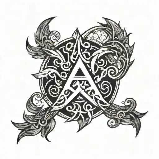 Valhalla Symbol With Intricate Norse God