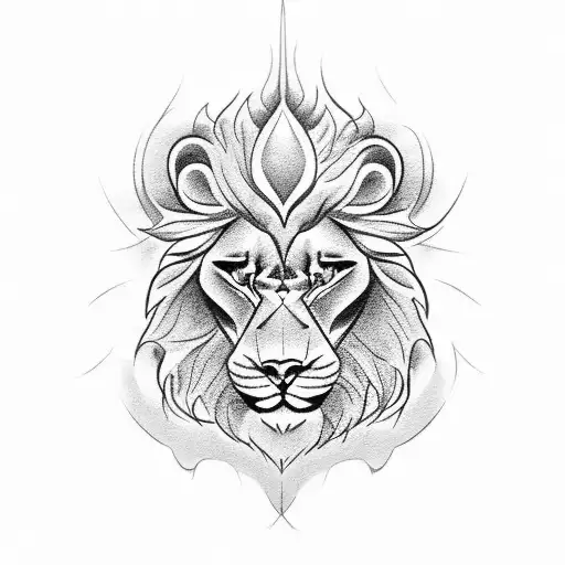 Red Ink Rose With A Lion Head