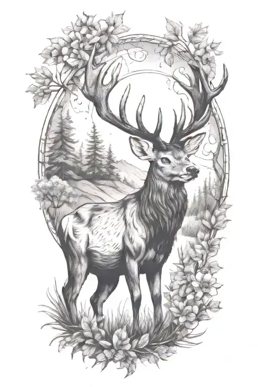 Stag In Nature With