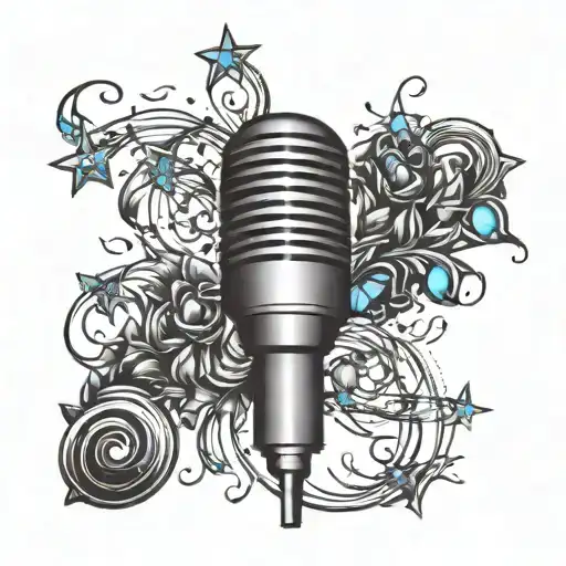 A Microphone Intertwined With A Vine Of Stars