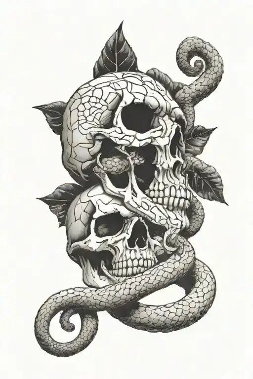 Skull And Snake Intertwined