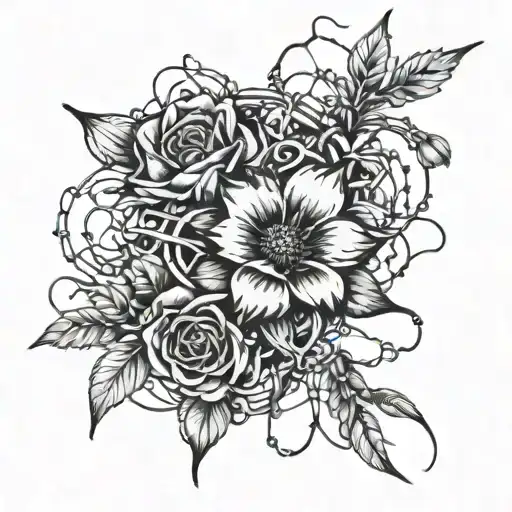 Barb Wire Connecting To Flower To Love