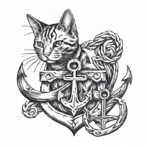 Cat Sitting Inside An Anchor