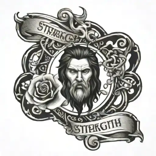 Strength Justice Truth Tattoo On Shoulder