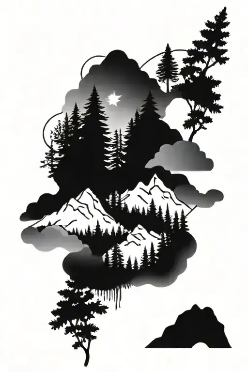 Nighttime Mountain Forest