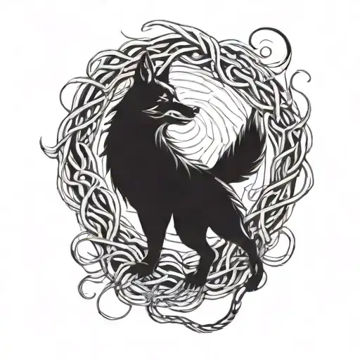 A Mystical Wolf Spirit Emerging From A Field Of Snakes