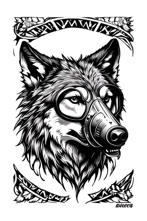 Wolf Head With Oxygen Mask