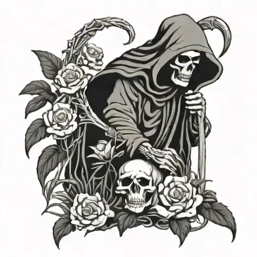 Grim Reaper Planting Flowers