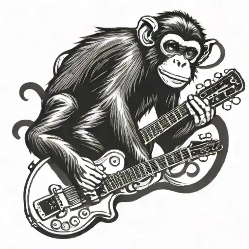 Monkey Playing A Gretsch Electromatic Doublecut Hollow Body