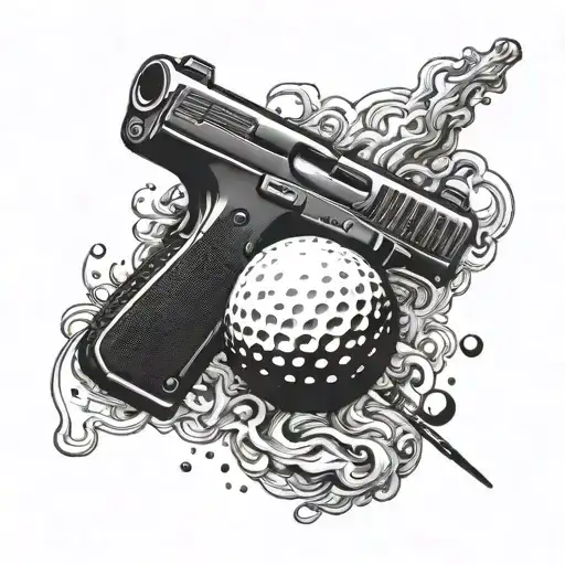 A Golf Ball Being Shot By A Thompson Submachine Gun