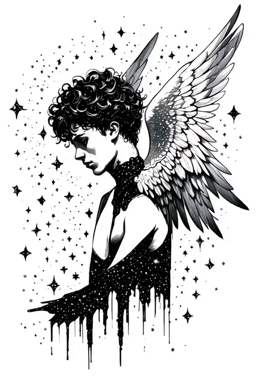 Prenon Milo With Angel Wings Of Nebula Stars That Explodes