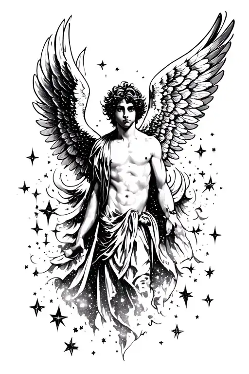 First Name Milo With Angel Wings Of Nebula Stars That Explodes