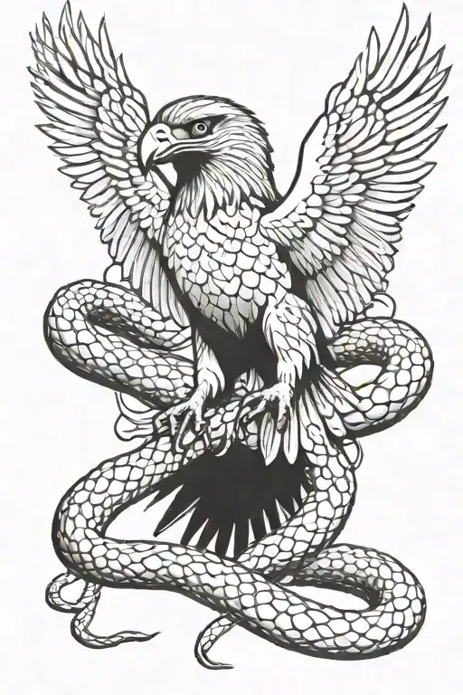 Hawk Fighting With A Snake