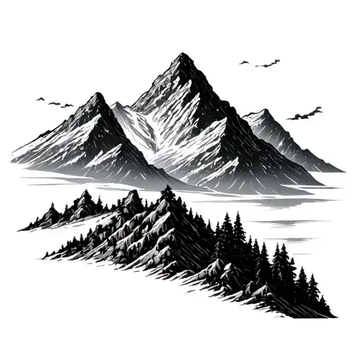 A Mountain Landscape With A Hidden Video Game Reference Incorporated Into The Scenery