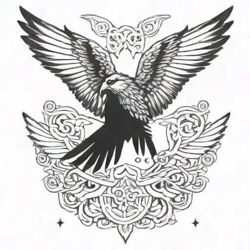 Bird With Guns As Wings Spread