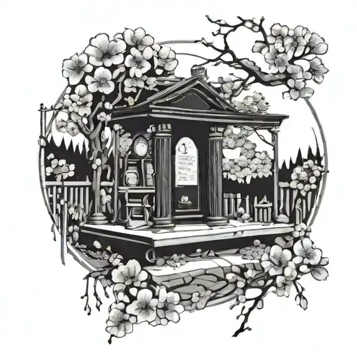 Music Bar Surrounded By Cherry Blossoms And A Grave With My Mom