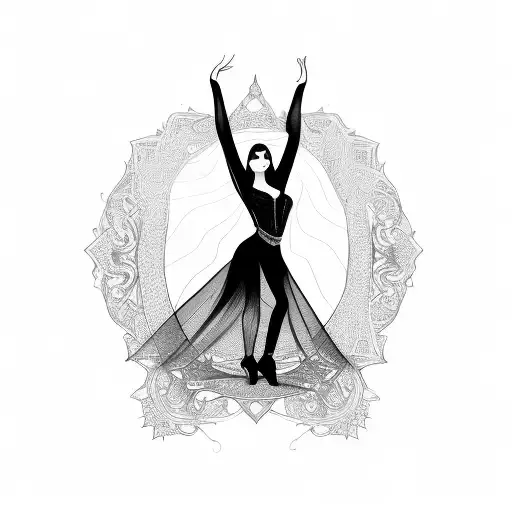 A Very Beautiful Woman With A Veil In All Black Dancing Portraying As A Image Of Karma