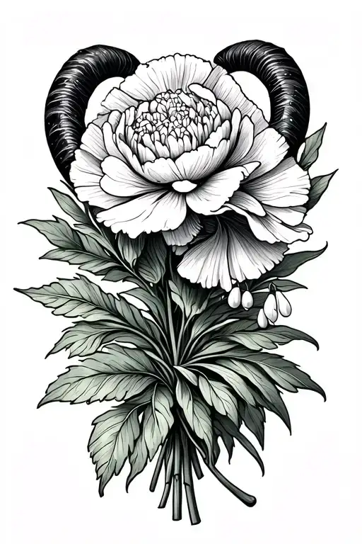 Carnation Bouquet With Snow Drop Flower And A Capricorn Zodiac Sign