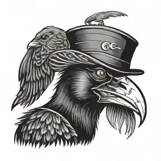 A Crow That Represents The Spirit Of Bad Luck Which Is A Man With A Mask And A Topper Hat