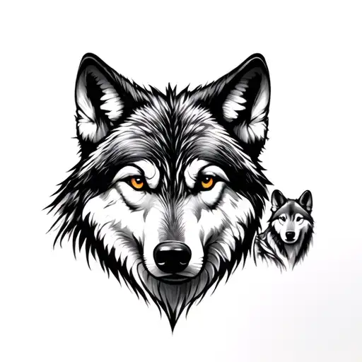 Wolf And His Little Wolves Behind