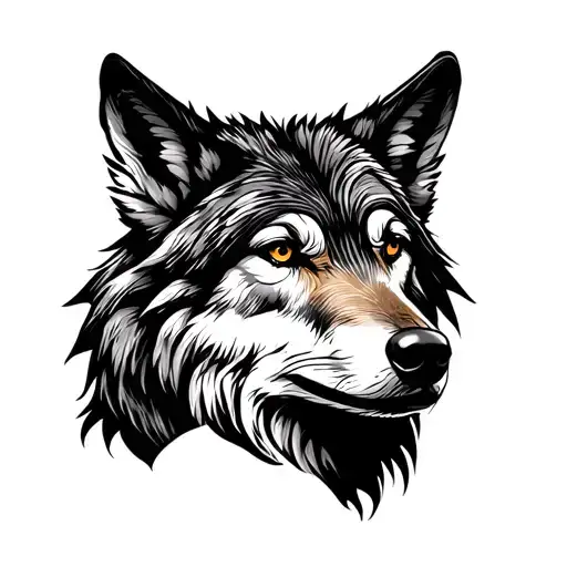 Wolf And His Little Wolves Behind Each Ear