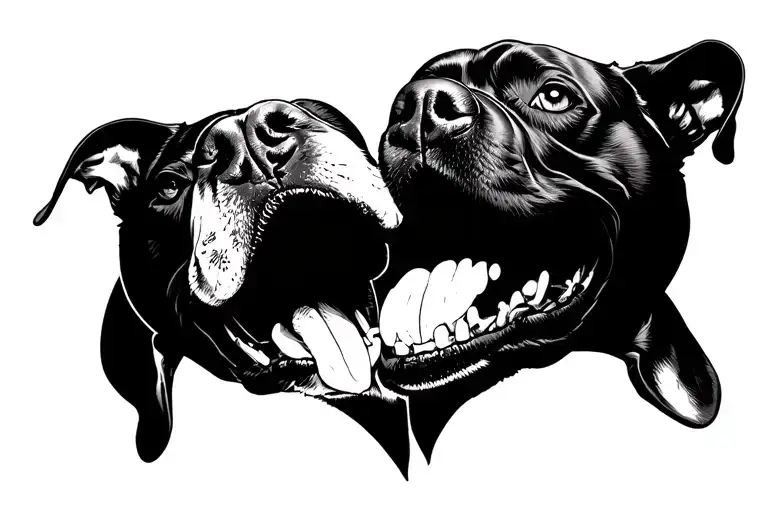 Heart In Mouth Of Pitbull Dog