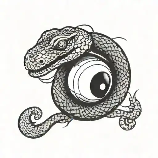 A Sleek And Modern Snake Around An 8 Ball