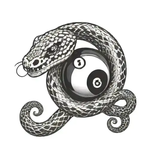 A Sleek And Modern Snake Around An 8 Ball