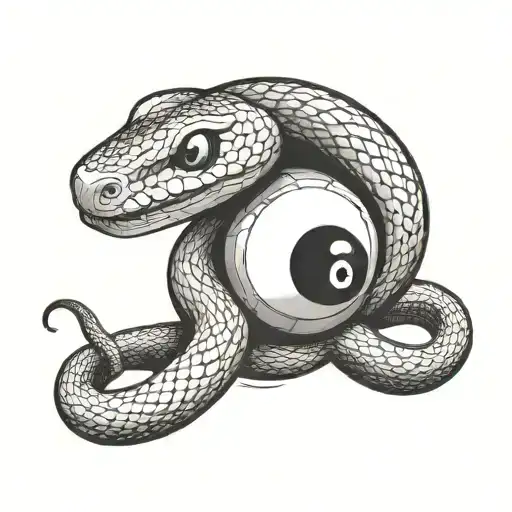 A Sleek And Modern Snake Wrapped Around An 8 Ball