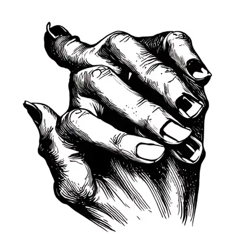 There Are Black Lines From The Fingers On The Hand