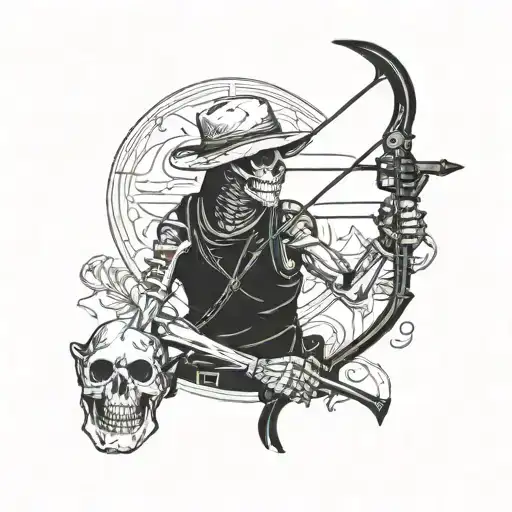 Skeleton Bow Hunting With Bucket Hat
