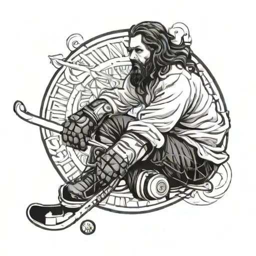 Jesus Watching Over A Hockey Player