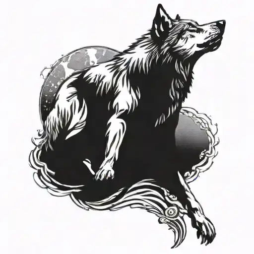 Big Muscle Wolf Howling At The Moon