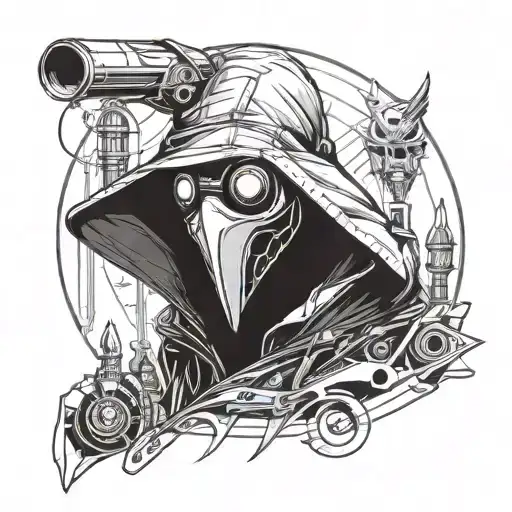 A Futuristic Cyberpunk With A Plague Doctor Character As The Main Focus